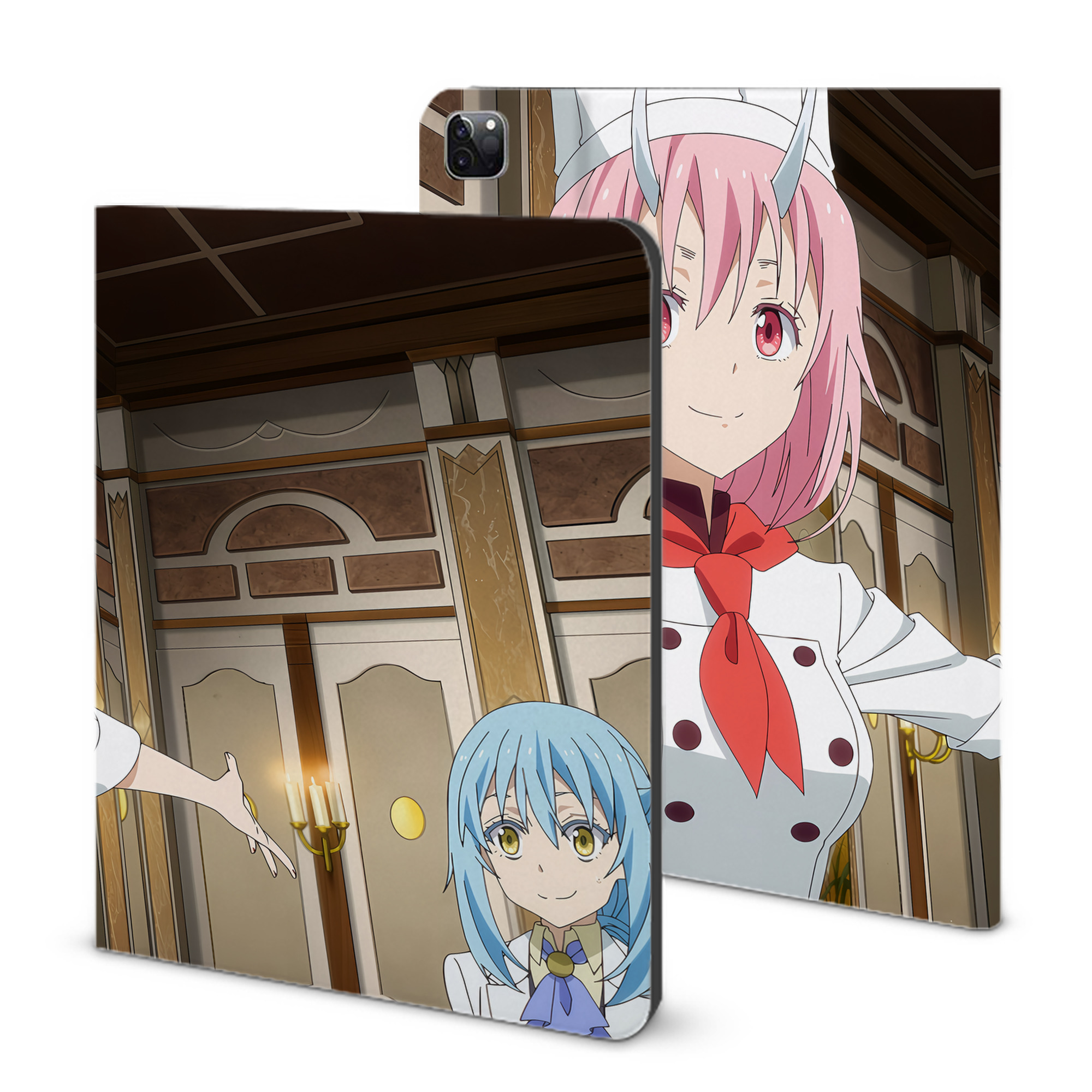 （画像用） 転スラ Regarding Reincarnated to Slime IPad ケース ブック型 PUレザー TPU 耐衝撃 軽量 薄型 ペン収納なし 全面保護 IPad 各モデル対応
